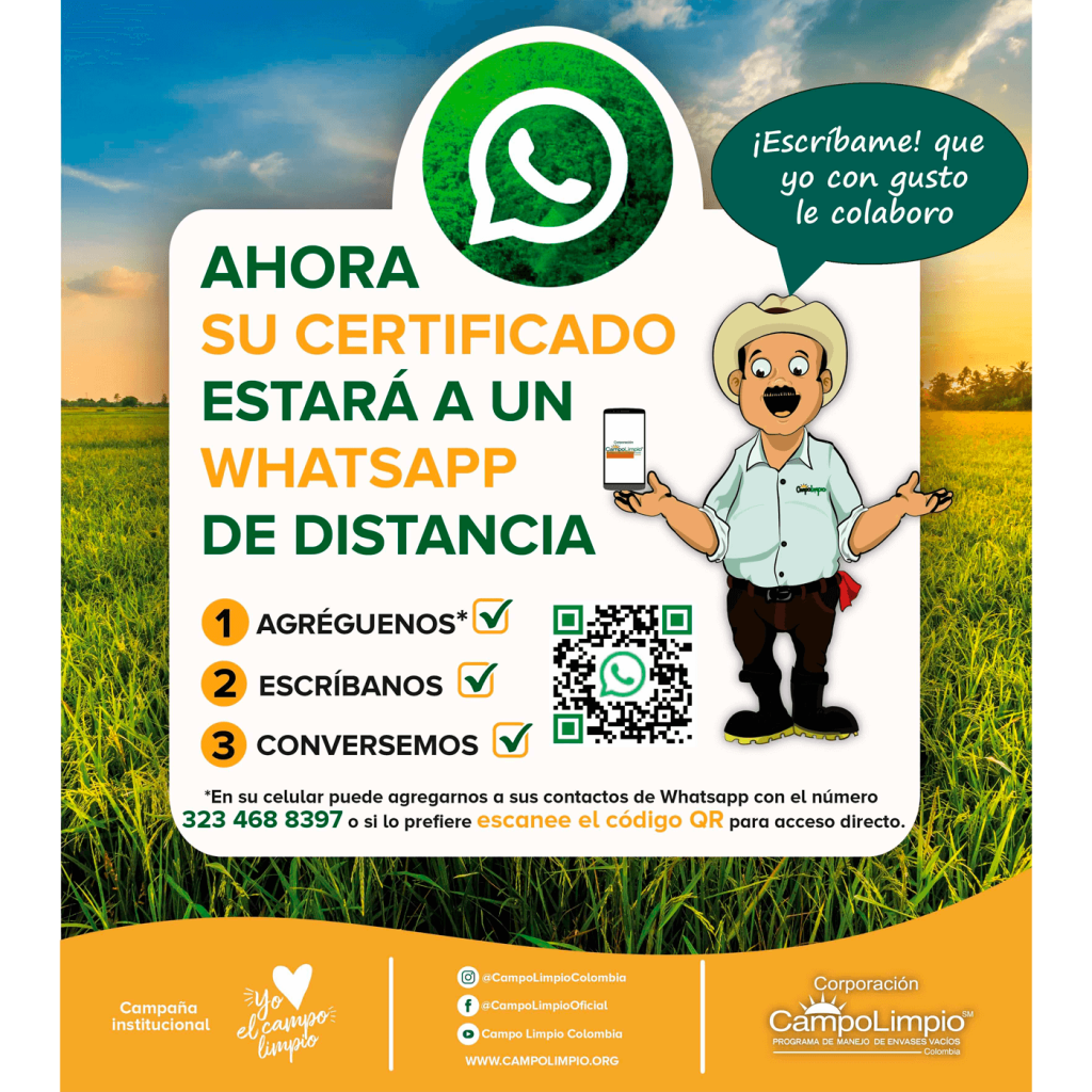Un folleto de WhatsApp que muestra a un hombre rodeado por un campo sereno como telón de fondo.