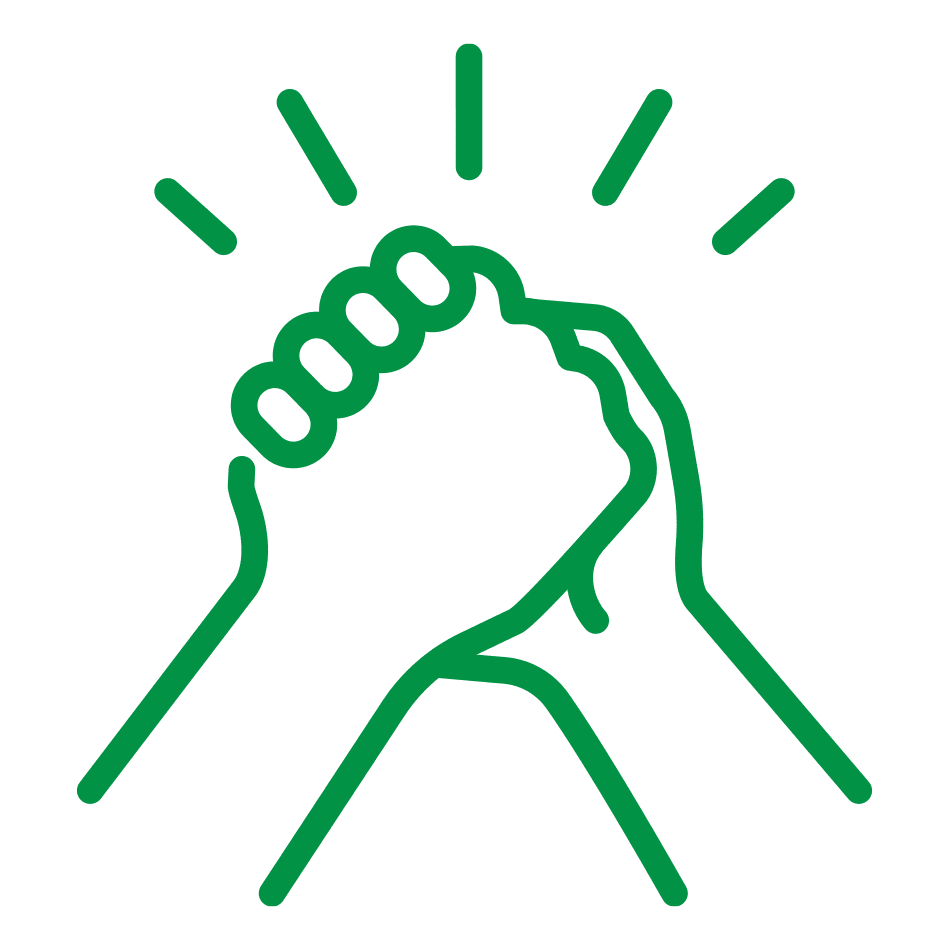 Un icono de puño verde impregnado de un rayo de luz.