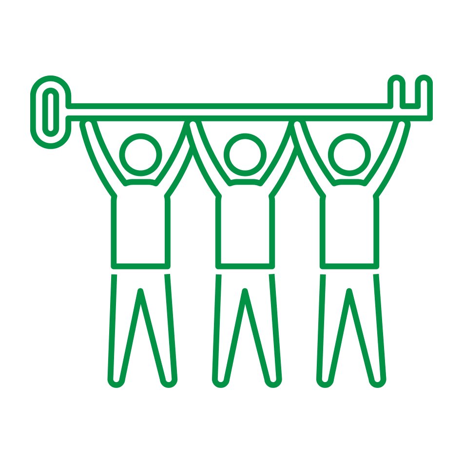 Un grupo de Nosotros sosteniendo una llave sobre un fondo verde.