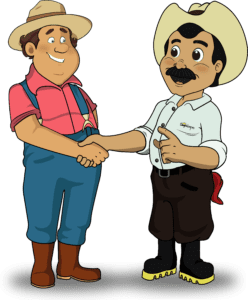 Pascual dándose la mano con productor